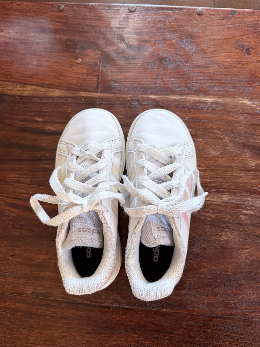 adidas White Kids Sneakers with Pink Accent
